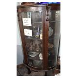 Antique Curved Front, Claw Foot Oak Display