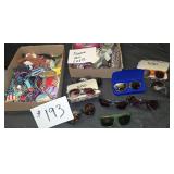 2 Flats of Sunglasses, Cases, Beads & Headbands