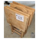 Set of Wood Folding TV Trays & Stand