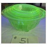 Rare 5 pc Uranium Glass Nesting Bowl Set