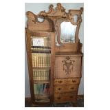 Antique Oak Drop Front Secretary with Mirror