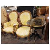 2 Parlor Chairs, Side Table 2 Parlor Chairs, Side Table