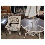 Outdoor Table Set w/ Umbrella & Stand Outdoor Table Set w/ Umbrella & Stand