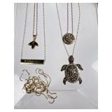 Five 10k gold necklaces Five 10k gold necklaces