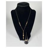 10k diamond ring, necklace, earring backs 10k diamond ring, necklace, earring backs