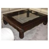 Carved Wood/Glass Coffee Table Carved Wood/Glass Coffee Table