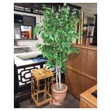 Bamboo Plant Stand, Terra Cotta Planter Bamboo Plant Stand, Terra Cotta Planter