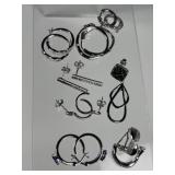 7 1/2 pairs Sterling earrings some with diamonds 7 1/2 pairs Sterling earrings some with diamonds