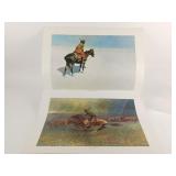 4 Remington Offset Lithographs, 1 Marlboro Ad 4 Remington Offset Lithographs, 1 Marlboro Ad