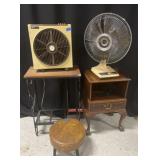 Nightstand, Fans, Footstool, Quilt Rack Nightstand, Fans, Footstool, Quilt Rack