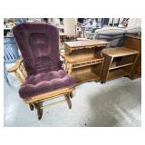 Wood Glider Rocker, Bookshelf, Rolling Cart Wood Glider Rocker, Bookshelf, Rolling Cart