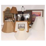 Converted Oil Lamp, 2 Table Lamps, 3 Prints Converted Oil Lamp, 2 Table Lamps, 3 Prints