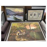 2 Framed Oil Paintings, Antique Dog Photos 2 Framed Oil Paintings, Antique Dog Photos