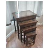 Hand Carved Teak Wood Nesting Tables Hand Carved Teak Wood Nesting Tables