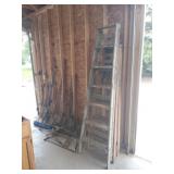 2 Wood Step Ladders, Garden Tools 2 Wood Step Ladders, Garden Tools