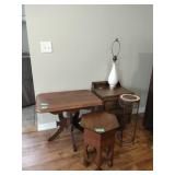 Antique Plant Stand, Walnut Table, Mahogany Antique Plant Stand, Walnut Table, Mahogany