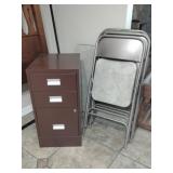 Samsonite Card Table & Chairs, File Cabinet Samsonite Card Table & Chairs, File Cabinet