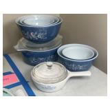 Colonial Mist Pyrex Nest of Bowls & Baker Colonial Mist Pyrex Nest of Bowls & Baker