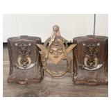 Bronze Masonic Bookends & Masonic Plaque Bronze Masonic Bookends & Masonic Plaque