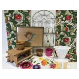Signed/Framed Chalk Drawing, Vintage Linens,