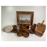 Roseville, Longaberger, Teak Salad Set, Painting
