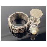 .60 OZT Sterling Silver Jewelry: Ring, Cuff Links