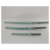 Set of 3 Matching Samurai Swords and Sheaths