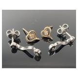 2 Grams 14KT Gold Earrings, White & Yellow Gold