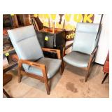 2 Vintage Vinyl Wood Framed Chairs 2 Vintage Vinyl Wood Framed Chairs
