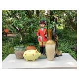 Crock, Vases, Fox Statue, Peacock Statue Crock, Vases, Fox Statue, Peacock Statue
