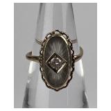 3 Grams 10KT Victorian Funeral Glass Diamond Ring 3 Grams 10KT Victorian Funeral Glass Diamond Ring