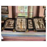 4 Egyptian Papyrus Art w/ COA 4 Egyptian Papyrus Art w/ COA