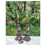 Pair Frog Table Lamps, Cast Iron Frog Light Pair Frog Table Lamps, Cast Iron Frog Light