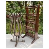 Iron Candle Holder, Wood Magazine Rack Iron Candle Holder, Wood Magazine Rack