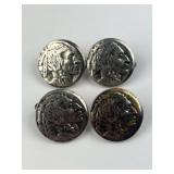 4 Buffalo Head Nickel Buttons 4 Buffalo Head Nickel Buttons