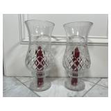 Etched Cut Crystal Hurricane Lamps