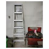 6 Ft. Aluminum Ladder, Metal Toolbox, Tools 6 Ft. Aluminum Ladder, Metal Toolbox, Tools