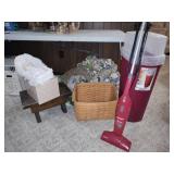 Longaberger Basket, Wood Stool, Bissell Sweeper Longaberger Basket, Wood Stool, Bissell Sweeper
