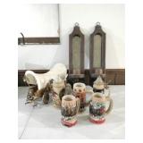 Beer Steins & Mugs, Wood Covered Wagon Beer Steins & Mugs, Wood Covered Wagon