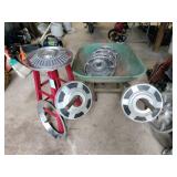 Hubcaps, Wheel Barrow, Bar Stool Hubcaps, Wheel Barrow, Bar Stool