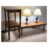 Pair Lamps, Coffee Table & 2 End Tables Pair Lamps, Coffee Table & 2 End Tables