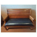 Upholstered Wood Slat Back Bench