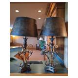 2 Matching Metal Scrollwork Lamps
