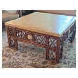 Bamboo and Faux Marble Cocktail Table, Side Table