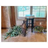 Bar Stool, Harvest Grapes Floor Vase, Faux Flowers