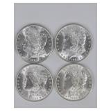 4 Morgan Silver Dollars: 1881 S (1) & 1884 O (3)