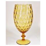 Mid-Century Modern Amber Glass Bubble Goblet