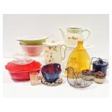 Amber Bubble Glass Vases, Pyrex Bowls