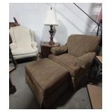 Wingback Chair, Chair & Ottoman, Side Table, Lamp