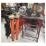 Bench Grinder, Saw Horses, Portable Workbench